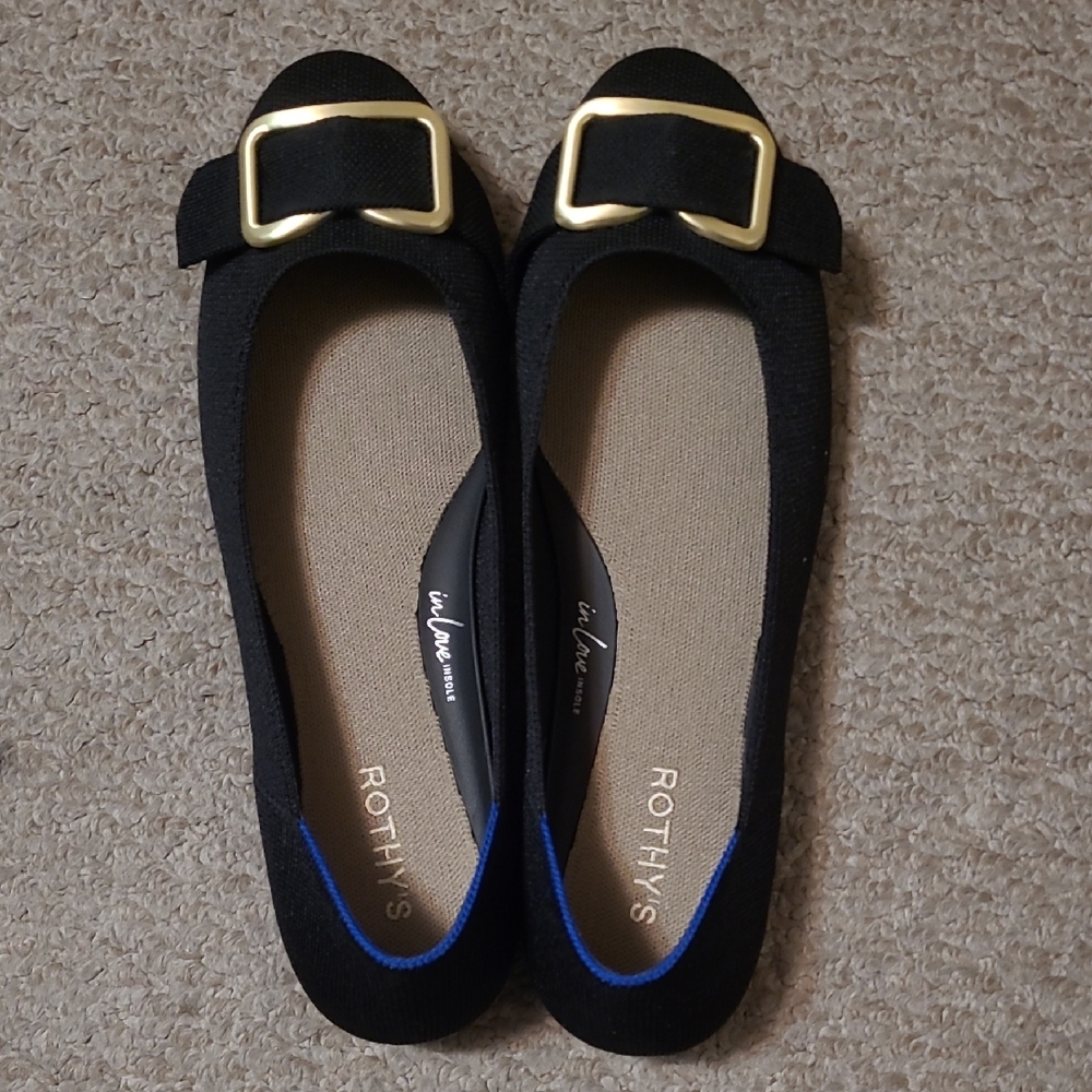 Rothy's Black Emblem Ballet Flats In Women's Size 13
